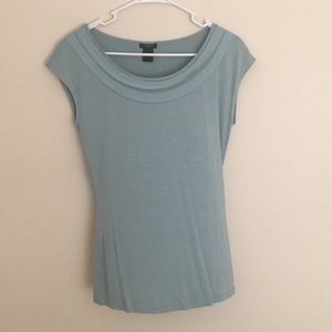 Blue Ann Taylor detailed scoop neck tee top